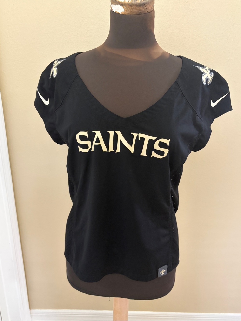 Nike NFL Team Apparel NEW ORLEANS SAINTS Jersey V-Neck - Black S/M